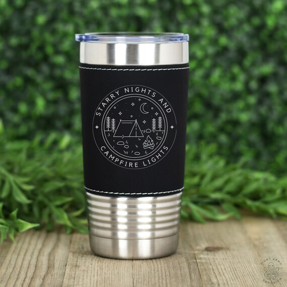 Camping Tumbler, Hiker Gift, Leatherette Tumbler, Outdoor Lover