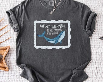 Vintage Ocean T-Shirt, Comfort Colors® Whale Tee, Gift for Ocean Lover, Sea quote  Shirt, Washed Coastal Tee, vintage nature shirt,y2k shirt