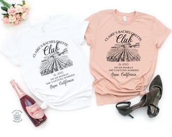 Wine Themed Bachelorette Party Shirt, Napa Bachelorette Shirts, Custom Name Tee, Wine Social Club, Wine Tasting Event Tee, Bach Club Shirt