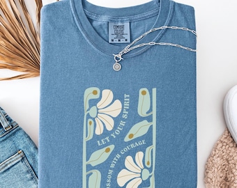 Camiseta de flores bohemias, camiseta botánica, camiseta bohemia Comfort Colors®, camiseta de flores silvestres, top motivacional, camiseta floral retro, regalo para jardineros