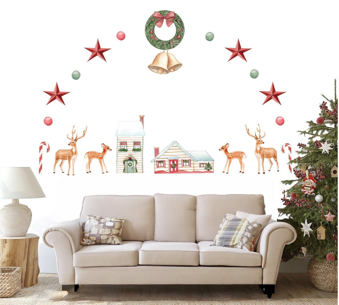 Reindeer Christmas Wall Decal Nursery Decals Wall Decal Etsy
