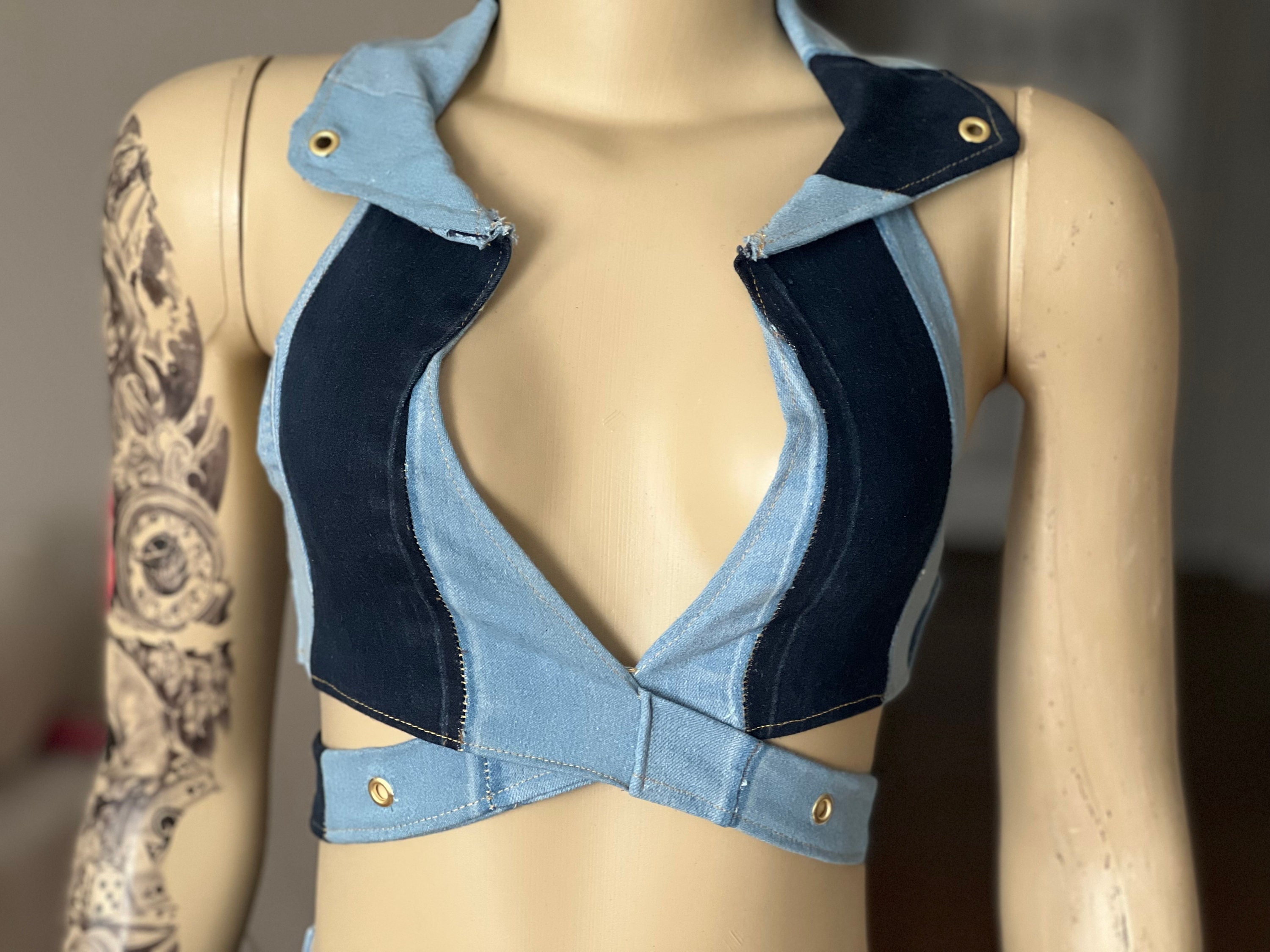 Denim Adjustable Buckle Skirt Set main image 1
