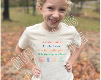 ABC&#39;s of Accounting Kids Graphic Tee | Fun Educational Shirt for Little Future Accountants | Cute & Comfortable Kids T-Shirt