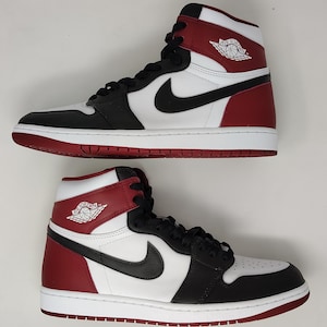 Custom Nike Jordan 1 High (Artisanal Red) Black Front Panel, Made to Order, Handmade Gift, Personalized Gift, Custom Shoes