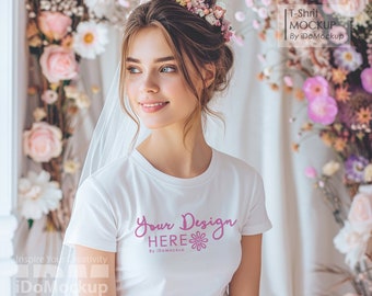 Bachelorette Mockup, White Bella Canvas 3001 TShirt Mockup, bride mockup, Valentine's Day, Wedding Tshirt mock up white shirt wedding bridal