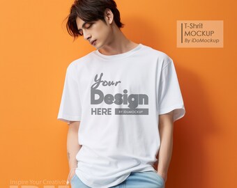 White Comfort Colors 1717 Maqueta de camiseta unisex, moda masculina Maqueta de camiseta blanca de gran tamaño, modelo de hombre, moda Street Cool, paquete de maquetas