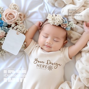 Baby Newborn Onesie Mockup, Natural Rabbit skins 4400 , infant Baby Bodysuit Mockup, Baby shower onesie mockup, Gift for welcome newborn