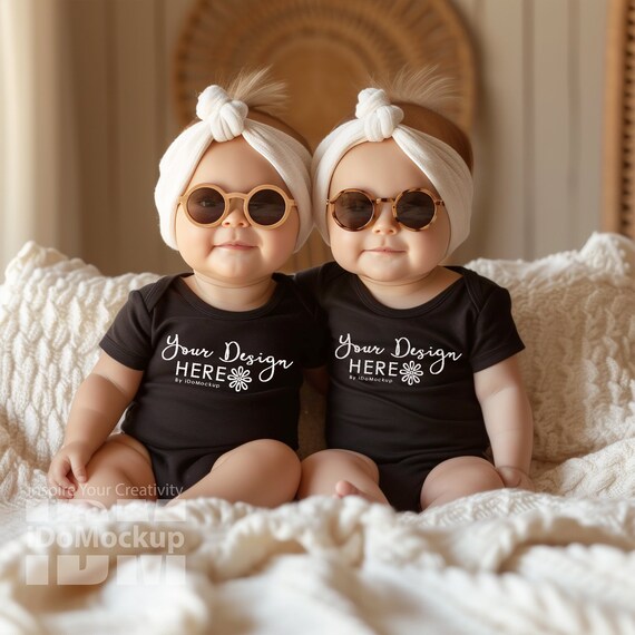 black Baby Newborn Onesie Mockup, twin couple baby bodysuit mockup, black Rabbit skins 4400, couple Bodysuit Mockup, Baby shower onesie