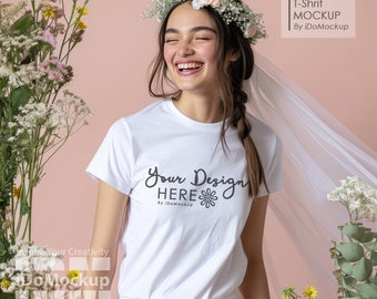 Bachelorette Mockup, White Bella Canvas 3001 TShirt Mockup, bride mockup, Valentine's Day, Wedding  mock up, white shirt wedding bridal