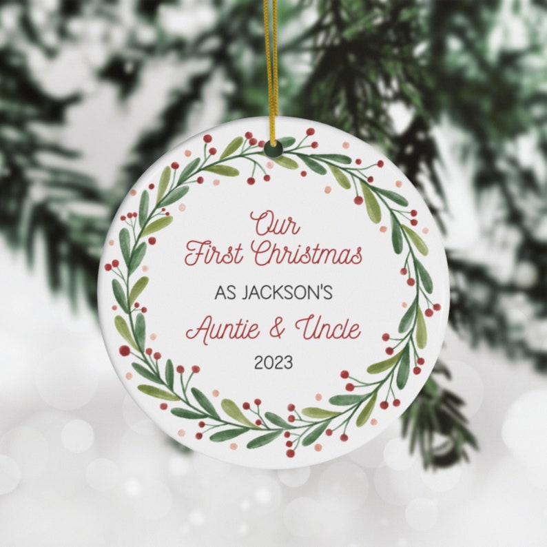 Personalized First Christmas Aunt & Uncle Ornament, Custom Christmas ...