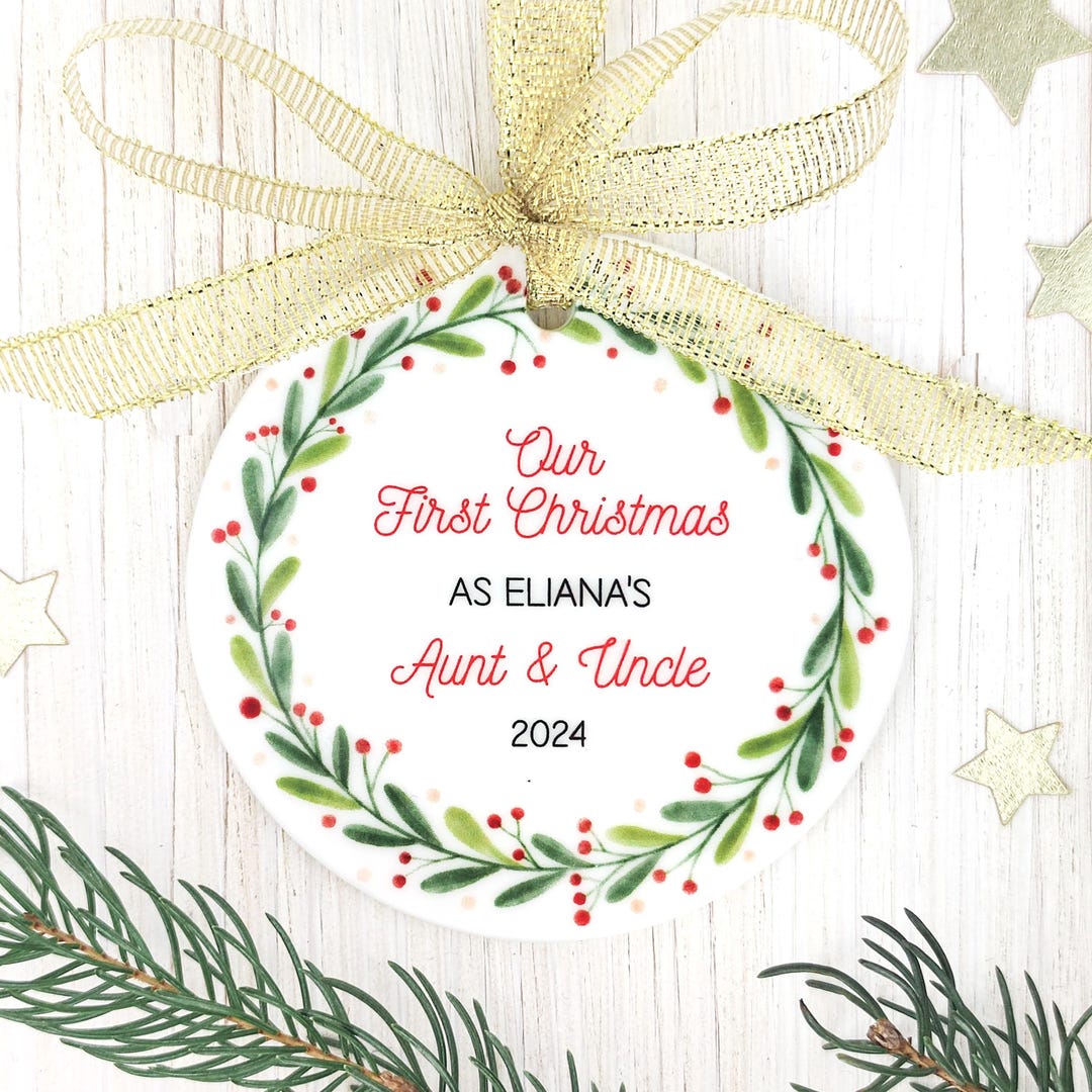 Personalized First Christmas Aunt & Uncle Ornament, Custom Christmas ...