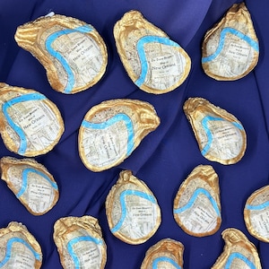 Aanpasbare antieke kaart van New Orleans Oyster Shell