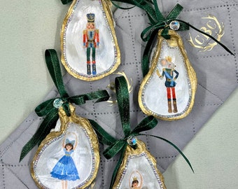 Nutcracker Oyster Shell Ornament set