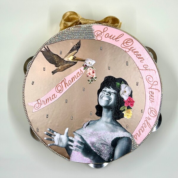 New Orleans Irma Thomas hand decorated tambourine