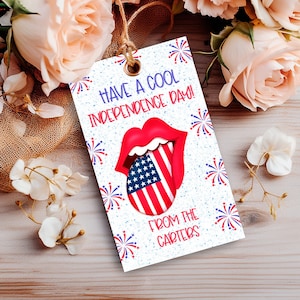 4. Juli Cooler Unabhängigkeitstag Favor Tag Vorlage, druckbarer Geschenkanhänger Juli vierter, bearbeitbarer patriotischer roter, weißer, blauer Party Anhänger