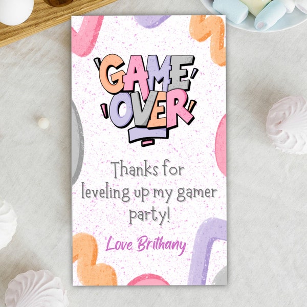 Gamer birthday Thank you card for Girl Printable & editable Birthday invitation Girl Video Games Thank you card Party Girl 202317