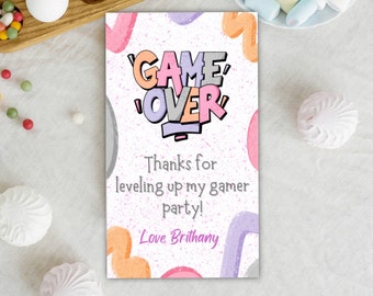 Gamer birthday Thank you card for Girl Printable & editable Birthday invitation Girl Video Games Thank you card Party Girl 202317