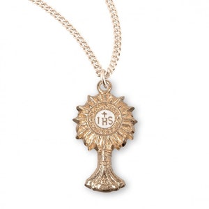 Gold Monstrance Pendant Necklace, IHS