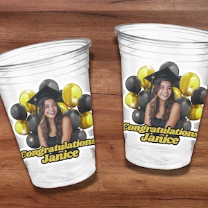Bicchieri di plastica personalizzati per feste della classe del 2025 / Bicchieri personalizzati per feste di compleanno con volto personalizzato / Bicchieri personalizzati per feste / Bicchieri di laurea