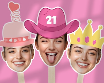 Customized Face Photo Party Prop | Bachelorette Party Props | Custom Face Birthday Cutout | Face on Stick Decor | Face Photo Cutout