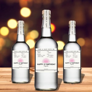 Mini Party Favors Tequila Label | Tequila Custom Label for 21st Bday Party | Tequila Gift for Party Favors | Tequila Gift for 21st Birthday