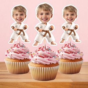 Karate Personalized Face Cupcake Toppers | Custom Face Toppers | Birthday Decor | Custom Party Decor | Personalized Birthday Decor