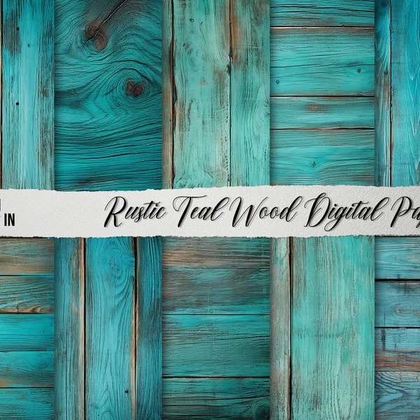 Rustic Teal Wood Digital Paper | Teal Wood Background | Teal Wooden Backgrounds PNG | Digital Wood Background | Digital Paper