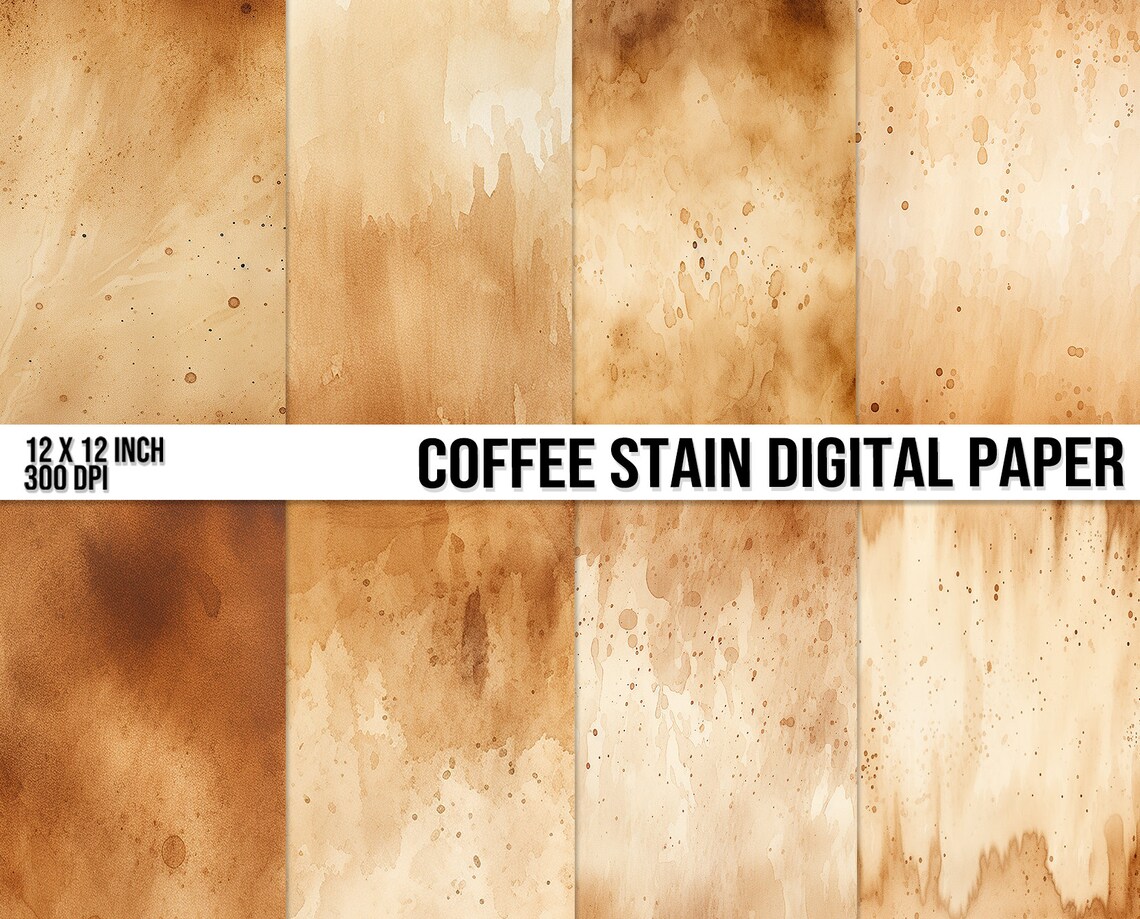 Coffee Stain Digital Papers Coffee Digital Paper 10 Designs Coffee