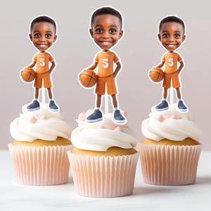 Basketball personalisierte Gesicht Cupcake Toppers | Baby Gesicht Topper | Erster Geburtstag Dekor | Benutzerdefinierte Party Dekor | Personalisierte Geburtstagsdekoration