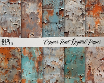 Rust Digital Paper | Rusted Digital Texture | Rust Texture PNG | Digital Scrapbook Papers | Copper Rust Textures | Commercial Use