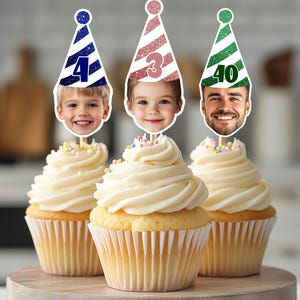 Custom Face Cupcake Toppers | Any Age Face Toppers | First Birthday Custom Party Decor | Personalized Cupcake Topper | Pet Cupcake Toppers