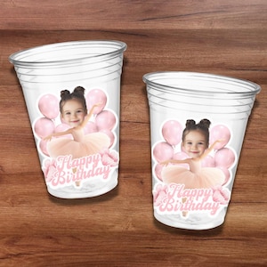 Bicchieri per feste in plastica con volti personalizzati, bicchieri per feste personalizzati, bicchieri per compleanni per bambini personalizzati, bicchieri vintage per foto di baby shower, bicchieri per feste con volti personalizzati