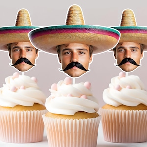 Sombrero Custom Cupcake Toppers | Fiesta Themed Toppers | Birthday Decor | Custom Party Decor | Personalized Birthday Decor