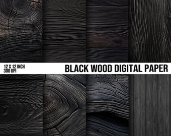 Black Wood Digital Paper | Wood Texture Paper | Rustic Black Wood | Printable Digital Papers | Digital Download | Commercial Use