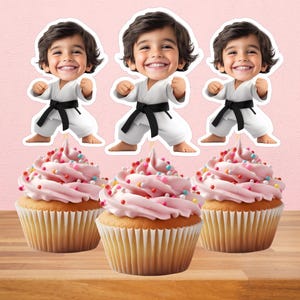 Karate Personalized Face Cupcake Toppers | Custom Face Toppers | Birthday Decor | Custom Party Decor | Personalized Birthday Decor