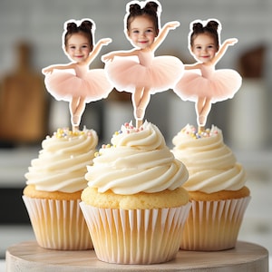 Ballerina Personalized Face Cupcake Toppers