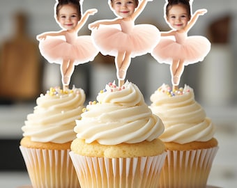 Ballerina Personalized Face Cupcake Toppers