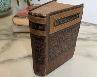 Small Antique 1882 "The Poetic Works" of Henry Wadsworth Longfellow Diamond Edition Book, Hardcover Miniature Copy | Century Old Books