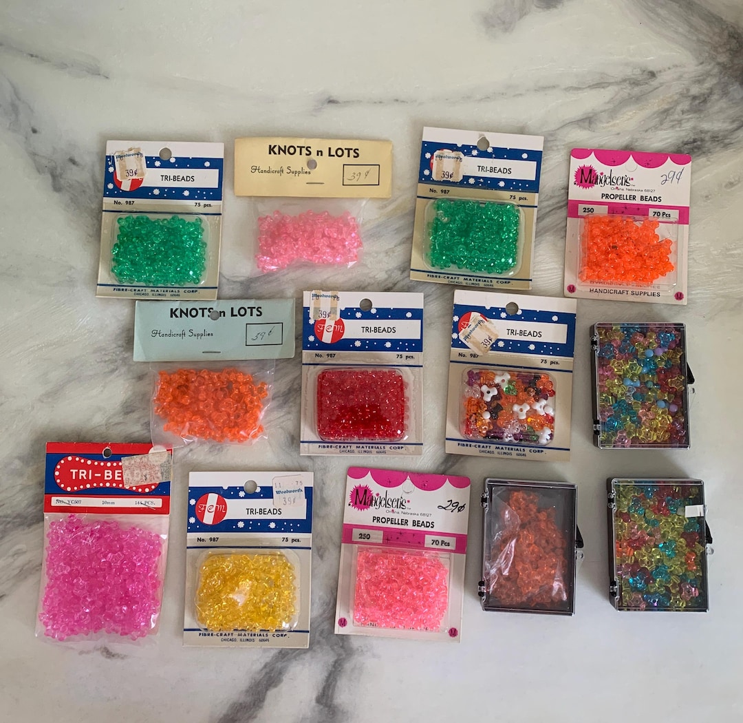 Vintage Lot of Tri-beads/propeller Beads in Various Colors, Stackable ...