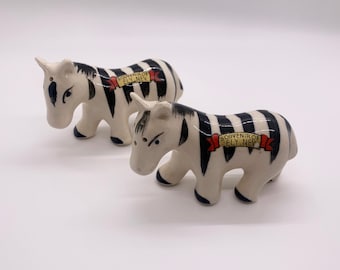 Vintage Cute Zebra Salt and Pepper Shakers, Made in Japan, Souvenir of Ely Nevada | Collectible Shakers, Midcentury Modern Home Decor