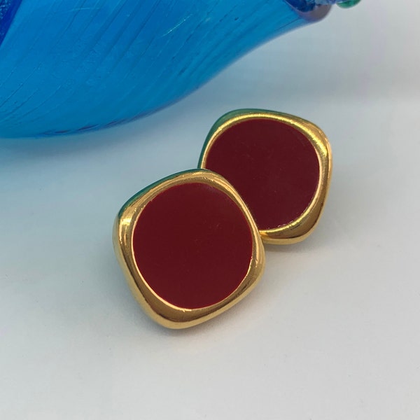 Women Vintage Red Agate Enamel Alloy Earrings