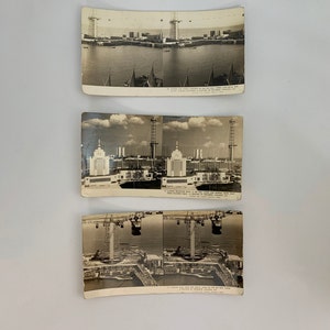 1933 Sky Ride Tower Chicago World Fair Lot of 3 Stereoscope/Stereograph Cards A Century of Progress Memorabilia, Keystone View Company image 1