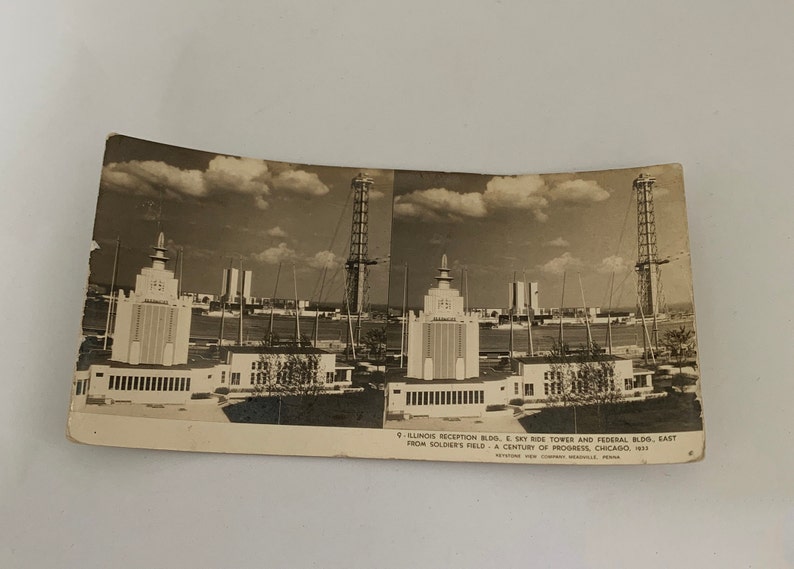 1933 Sky Ride Tower Chicago World Fair Lot of 3 Stereoscope/Stereograph Cards A Century of Progress Memorabilia, Keystone View Company image 5