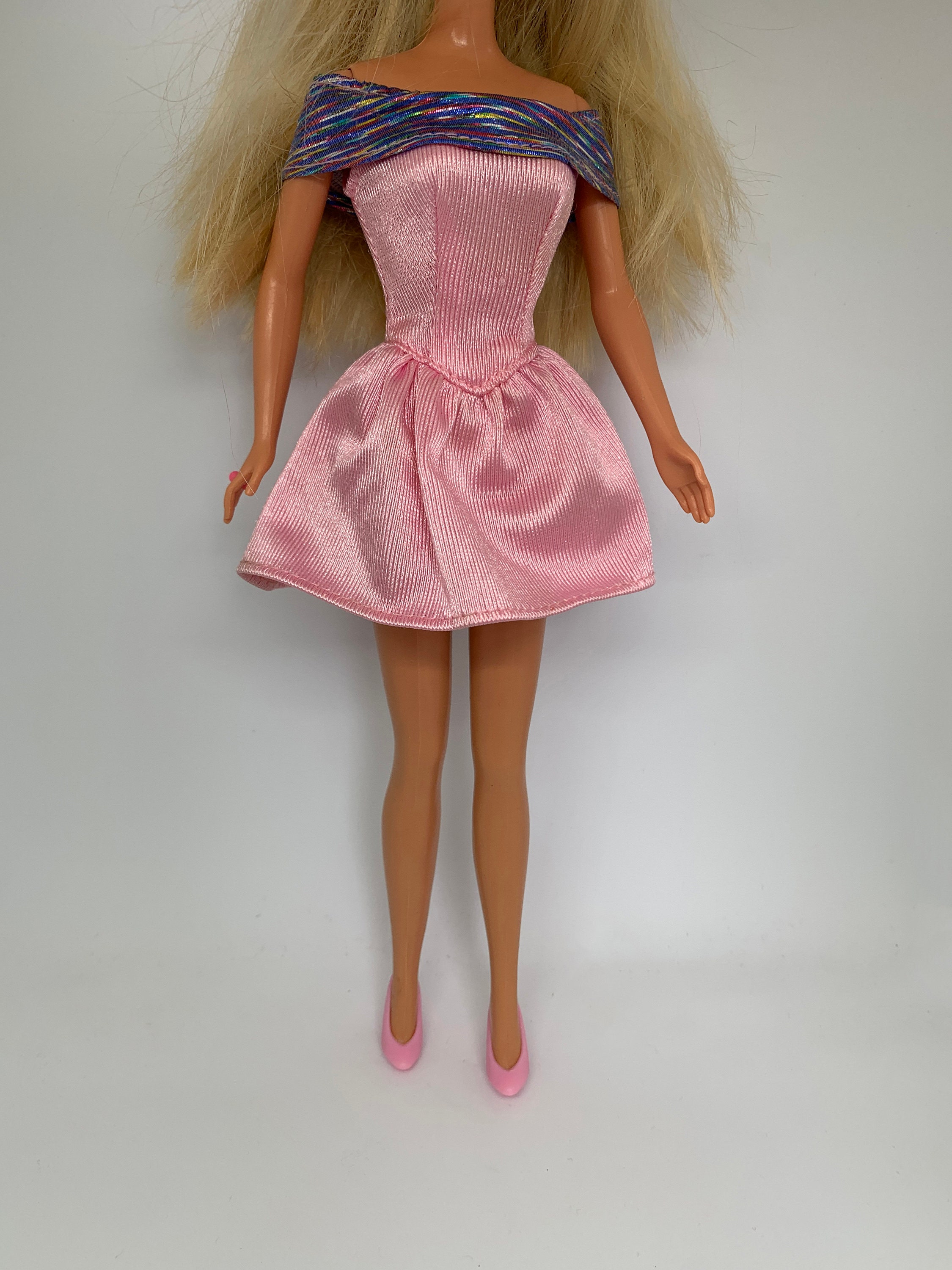 Vintage 90s/early 2000s Barbie Light Pink off Shoulder Cocktail Dress With  Light Pink High Heels | Genuine Barbie Tag Clothes - Etsy