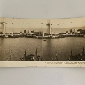 1933 Sky Ride Tower Chicago World Fair Lot of 3 Stereoscope/Stereograph Cards A Century of Progress Memorabilia, Keystone View Company image 4