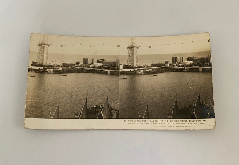 1933 Sky Ride Tower Chicago World Fair Lot of 3 Stereoscope/Stereograph Cards A Century of Progress Memorabilia, Keystone View Company image 4