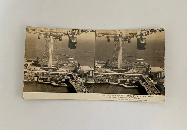 1933 Sky Ride Tower Chicago World Fair Lot of 3 Stereoscope/Stereograph Cards A Century of Progress Memorabilia, Keystone View Company image 3