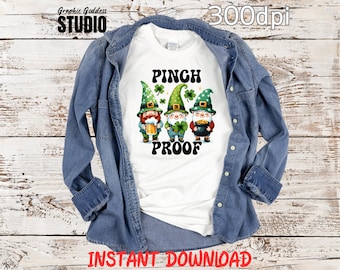 St. Patrick's Day Gnome PNG: Pinch Proof Shirt Design (Digital Download)