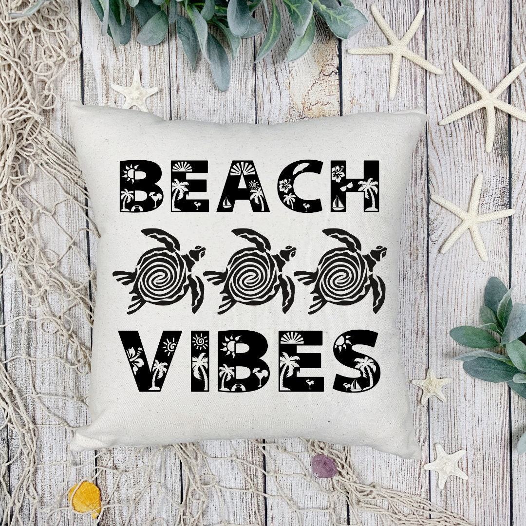 Beach Vibes Tropical Sea Turtle SVG Summer SVG Beach Palm Tree Design
