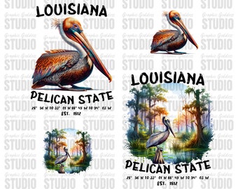 Louisiana Pelican State Clipart: Swamp PNG Design (Instant Download)